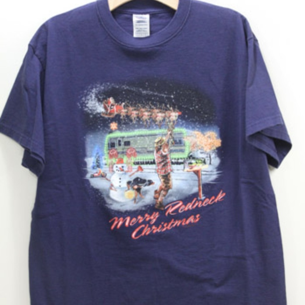 Redneck Christmas T Shirt Adult Large Hillbilly Santa Clause Gag gift